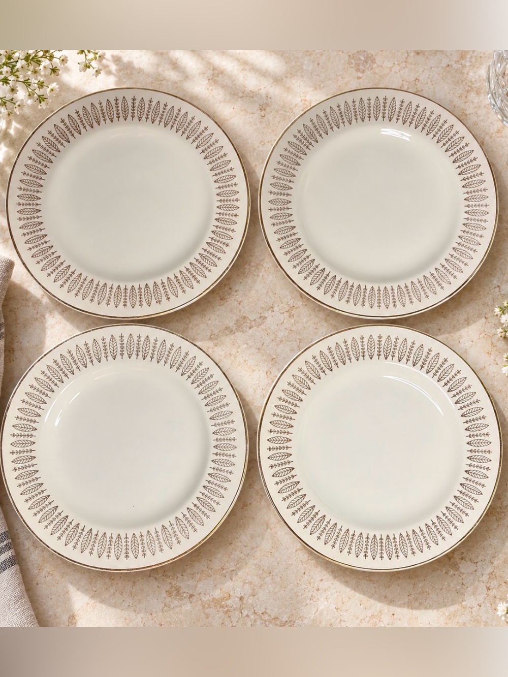 Royal Knight Staffordshire Gold Leaf Side Plates Set of 4